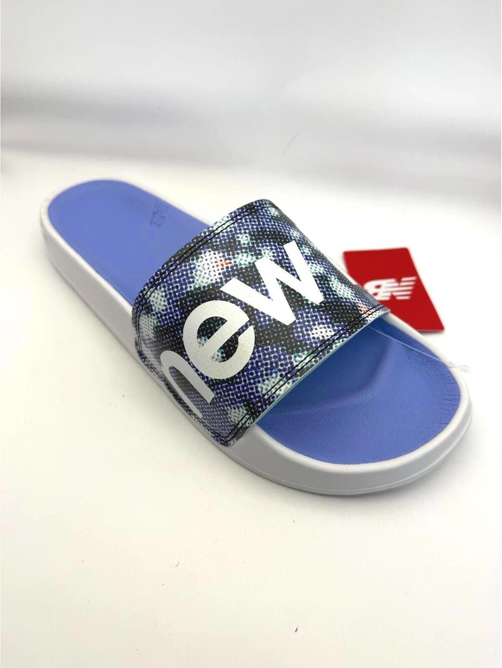 New Balance Blue Slide Sandals with Patterned Strap 11